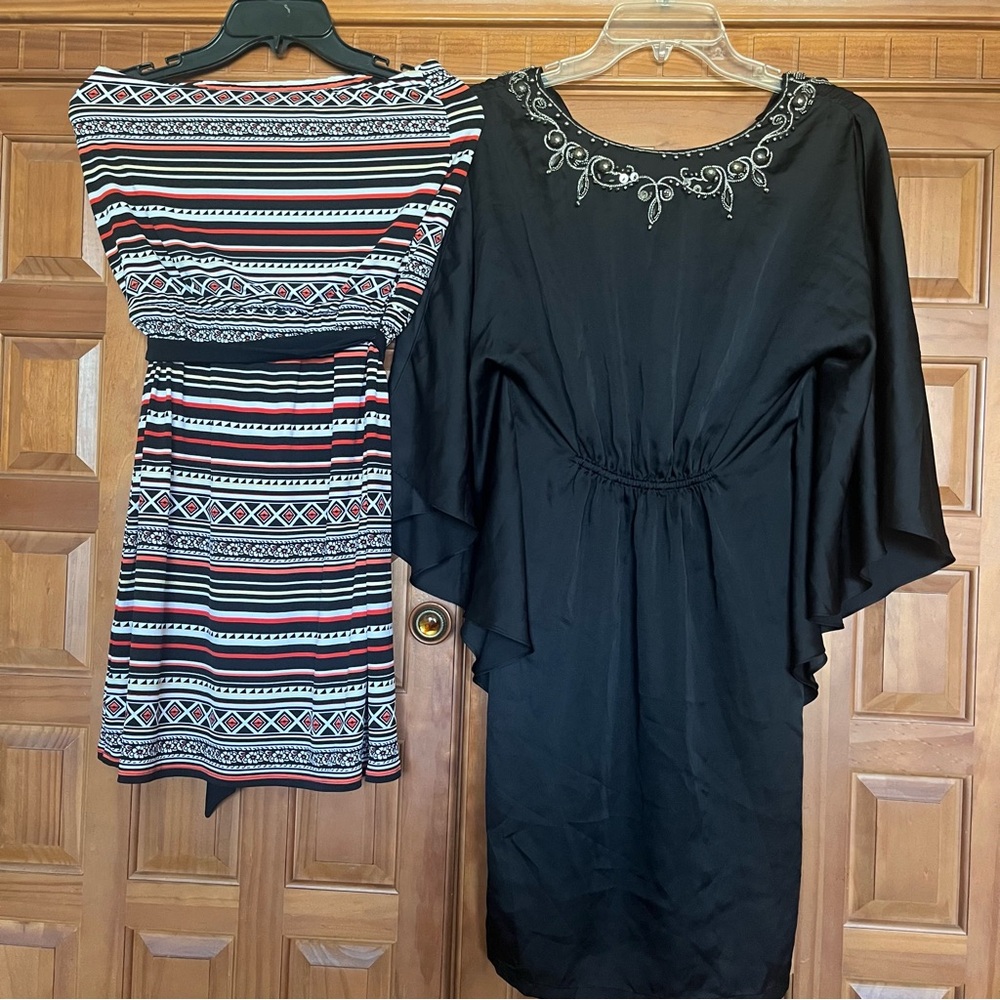 (Bundle) Two Dresses Black Embellished Dress and Striped Dress Size XS /XXS Size